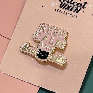 Keep Calm and Love Cats Cat Lady Metal Mini Enamel Pin Brooch